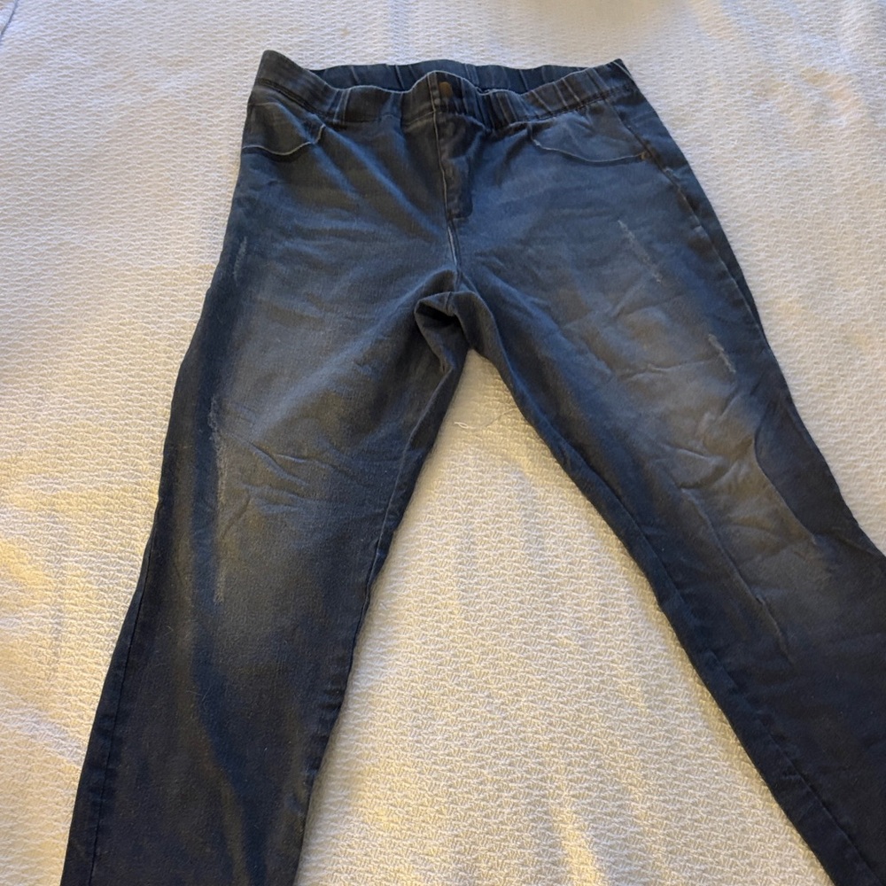 HUE Dark Blue Faded/Distressed Leggings - Picture 4 of 6